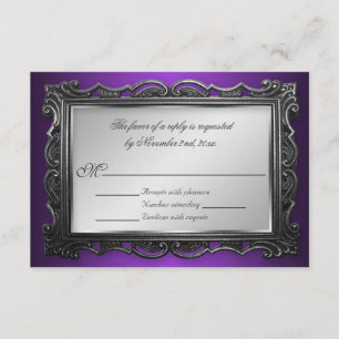 Cartões de resposta roxos do quadro gótico RSVP