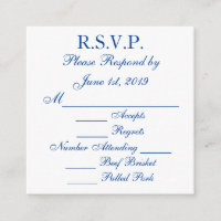 Cartões de Resposta RSVP Azuis e Brancos