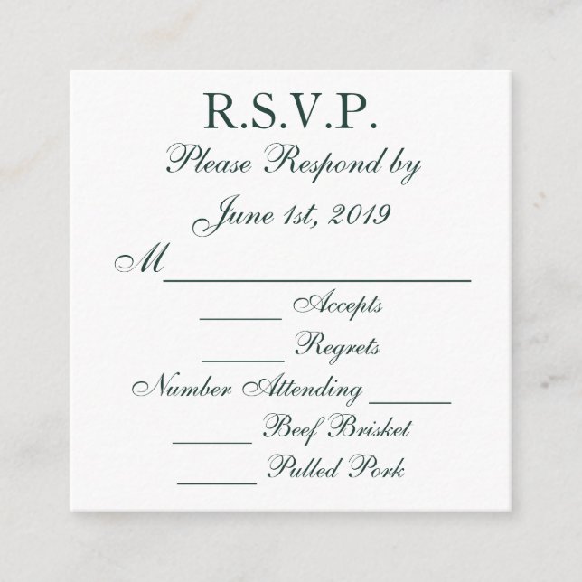 Cartões de Resposta RSVP Baylor Verde e Branco (Frente)
