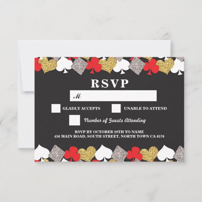 Cartões de Resposta RSVP Casamento Las Vegas Cassi (Frente)