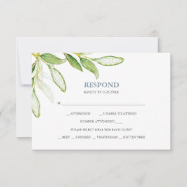 Cartões de Resposta RSVP de Botânica em Aquarela