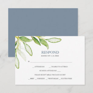 Cartões de Resposta RSVP de Botânica em Aquarela