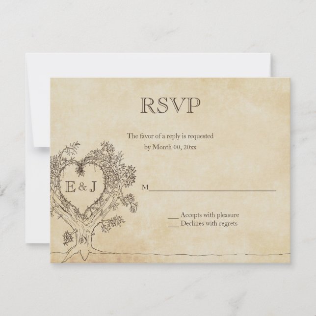 Cartões de resposta RSVP de Casamento em Árvore (Frente)