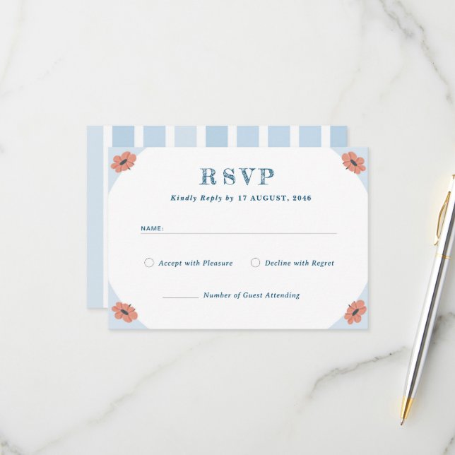 Cartões de resposta RSVP de Casamento Floral de Be (Frente/Verso In Situ)