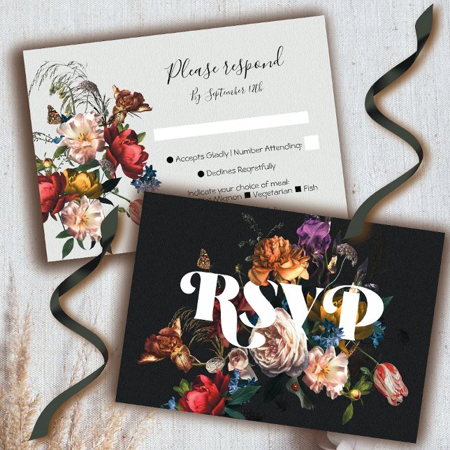 Cartões de resposta RSVP de casamento floral Rembr (Criador carregado)