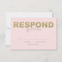 Cartões de Resposta RSVP Dourado Falso e Rosa
