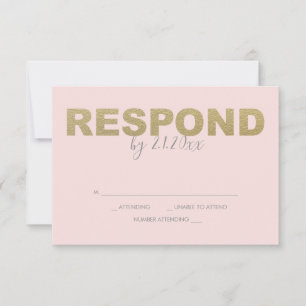 Cartões de Resposta RSVP Dourados Falsos e Rosa
