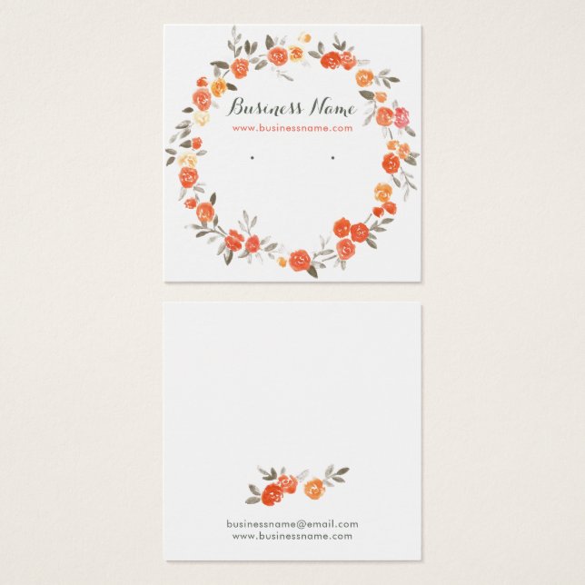 Cartões de ressonância Floral Laranja Romântica (Frente & Verso)