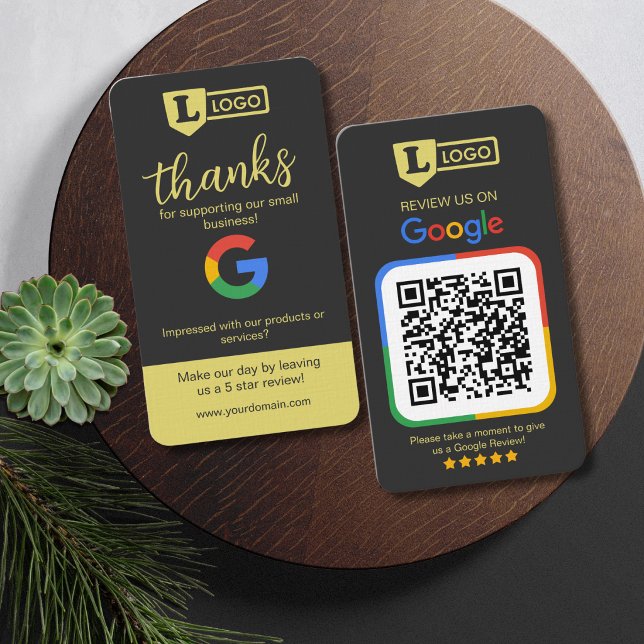 Cartões de Revisão do Google com Código QR Carvão (Google review business cards)