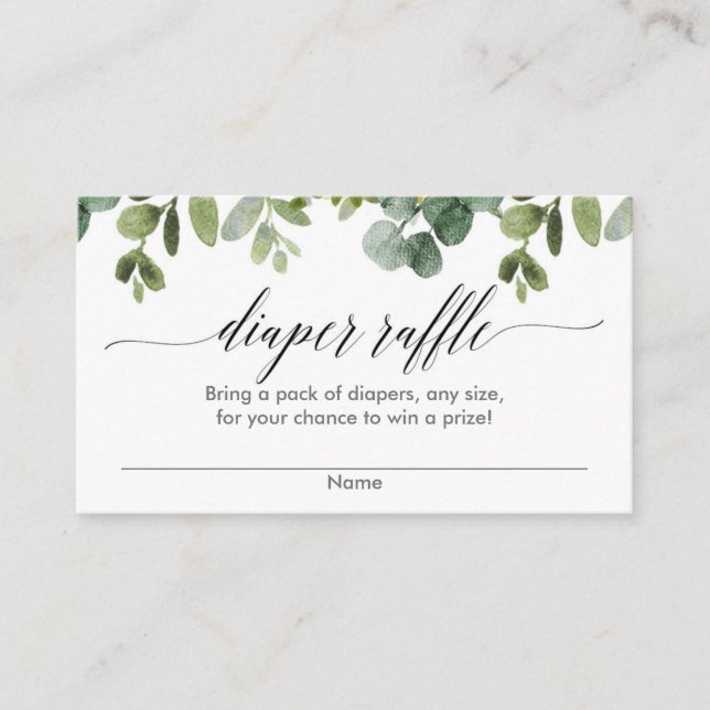 cartões de rifa de fralda para chá de bebê de euca (Frente)