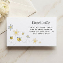 Cartões de Rifa de Fraldas Bumble Bee – Chá de Beb