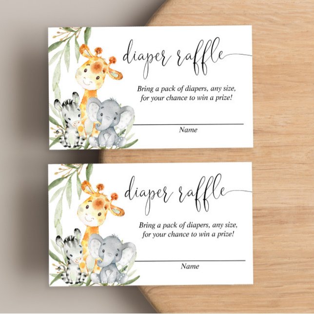 Cartões de rifa de fraldas gênero neutro animais f (Criador carregado)