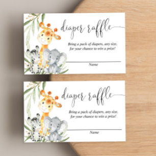 Cartões de rifa de fraldas gênero neutro animais f