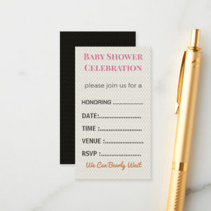 Cartões de Rifas de Fraldas Inserto Elegante