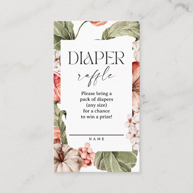 Cartões de Rifas de Fraldas para Chá de Bebê Peque (Frente)