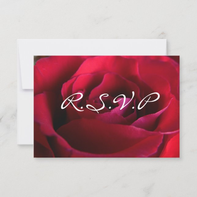 Cartões de Rosa Personalizados RSVP Rosa Vermelha (Frente)