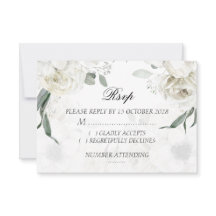 Cartões de RSVP Botânicos de Floral Branco para Ca
