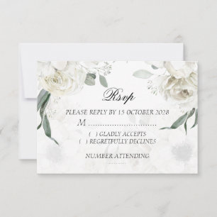 Cartões de RSVP Botânicos de Floral Branco para Ca