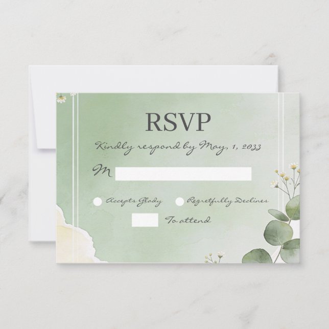 Cartões de RSVP Botânicos Sage Whisper (Frente)