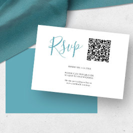 Cartões de RSVP com código QR Turquesa Azul