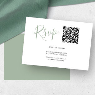 Cartões de RSVP com código QR Verde Sage