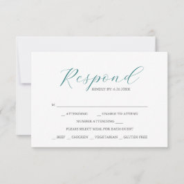 Cartões de RSVP com Escolha de Refeição Verde Esme