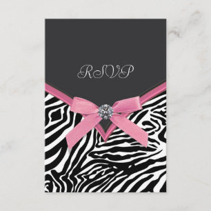 Cartões de RSVP da Zebra Rosa