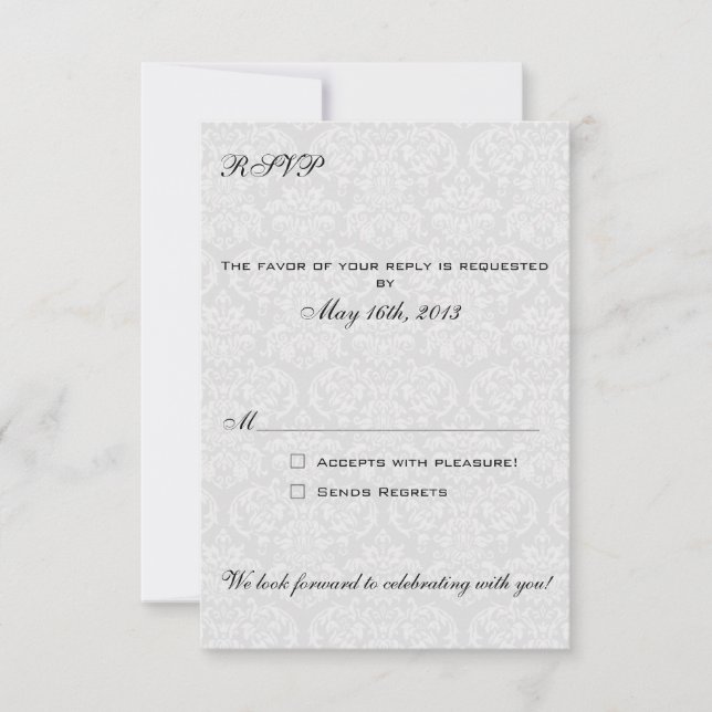 Cartões de RSVP Damask combinam com o Convite de L (Frente)