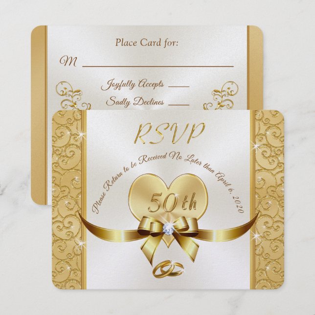 Cartões de RSVP de Aniversário de 50 anos da Milli (Frente/Verso)