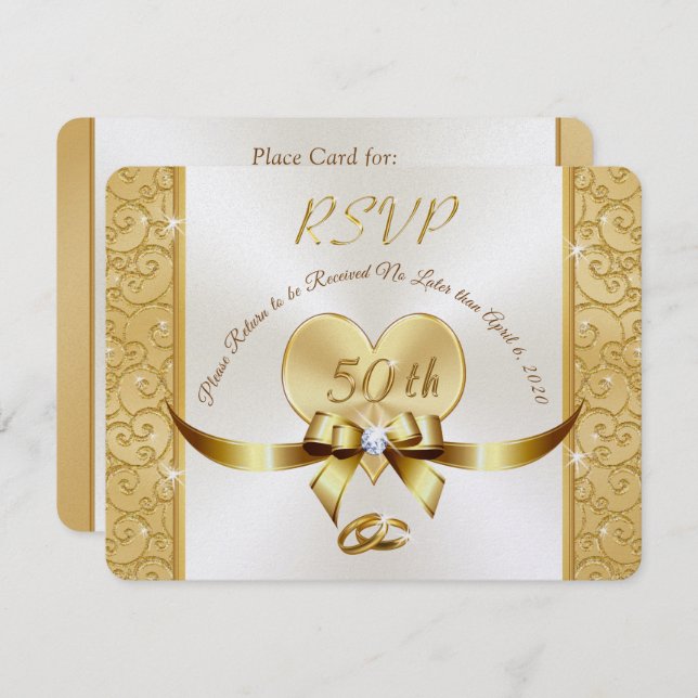 Cartões de RSVP de Aniversário de 50 anos de Milli (Frente/Verso)