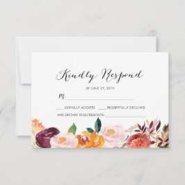 Cartões de RSVP de aquarela floral de outono