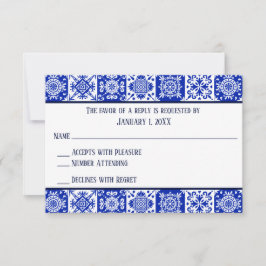 Cartões de RSVP de azulejo espanhol temático mexic