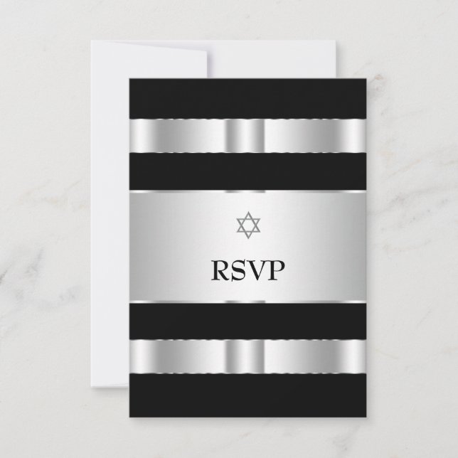 Cartões de RSVP de Bar Mitzvah com Estrela de Davi (Frente)