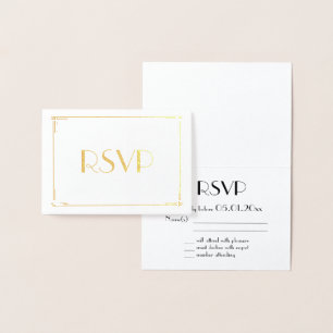 Cartões de RSVP de casamento Art Deco em Folha de 