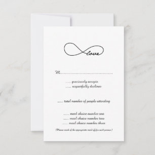 Cartões de RSVP de Casamento Black Love Infinity