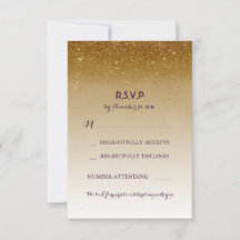 Cartões de RSVP de casamento branco com brilho dou