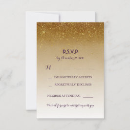 Cartões de RSVP de casamento branco com brilho dou