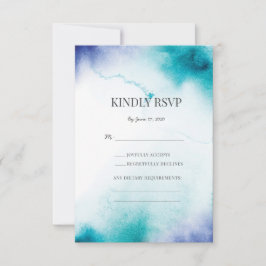 Cartões de RSVP de casamento com aquarela turquesa