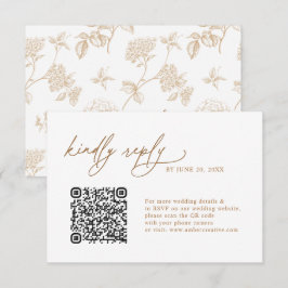 Cartões de RSVP de casamento com código QR floral