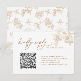 Cartões de RSVP de casamento com código QR floral