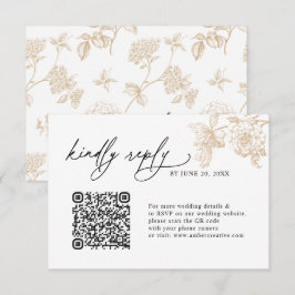 Cartões de RSVP de casamento com código QR floral