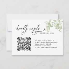 Cartões de RSVP de casamento com código QR verde s