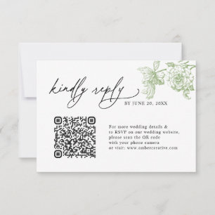 Cartões de RSVP de casamento com código QR verde s