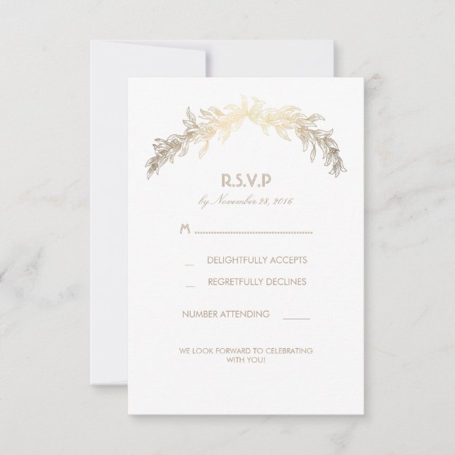 Cartões de RSVP de casamento com coroa de louro do (Frente)