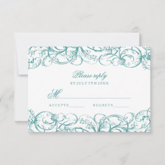 Cartões de RSVP de casamento com espirais elegante
