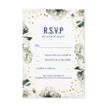 Cartões de RSVP de casamento com flores brancas vi