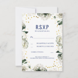 Cartões de RSVP de casamento com flores brancas vi