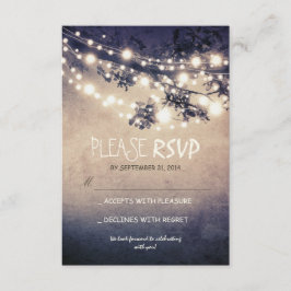 Cartões de RSVP de casamento com luzes rústicas