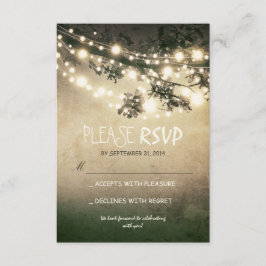 Cartões de RSVP de casamento com luzes rústicas