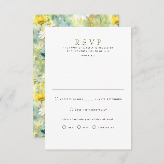 Cartões de RSVP de Casamento de Flores Silvestres  (Frente/Verso)